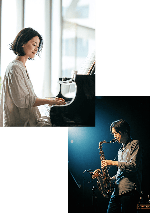 楽器を弾いている女性